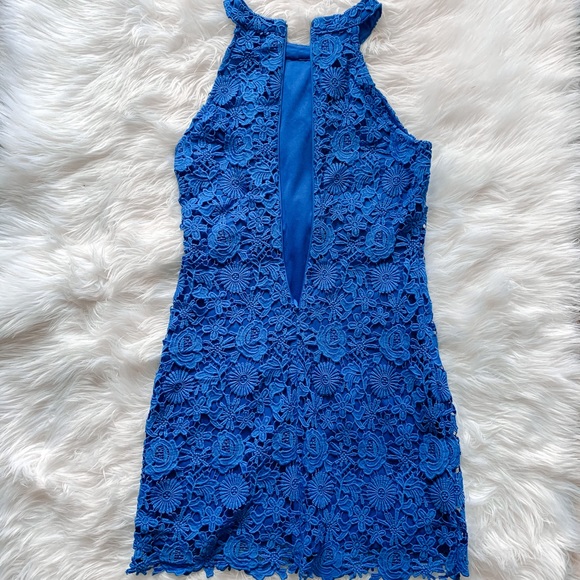 LULUS BLUE LACE MINI DRESS SIZE S - Picture 4 of 5